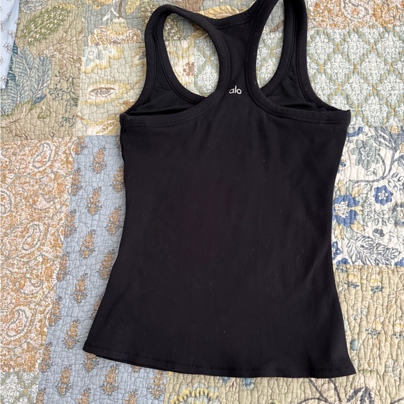 ALO YOGA Black Ribbed Racerback Tank - Picture 2 of 4